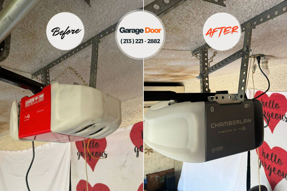 Before and after: garage door repair Patterson, CA